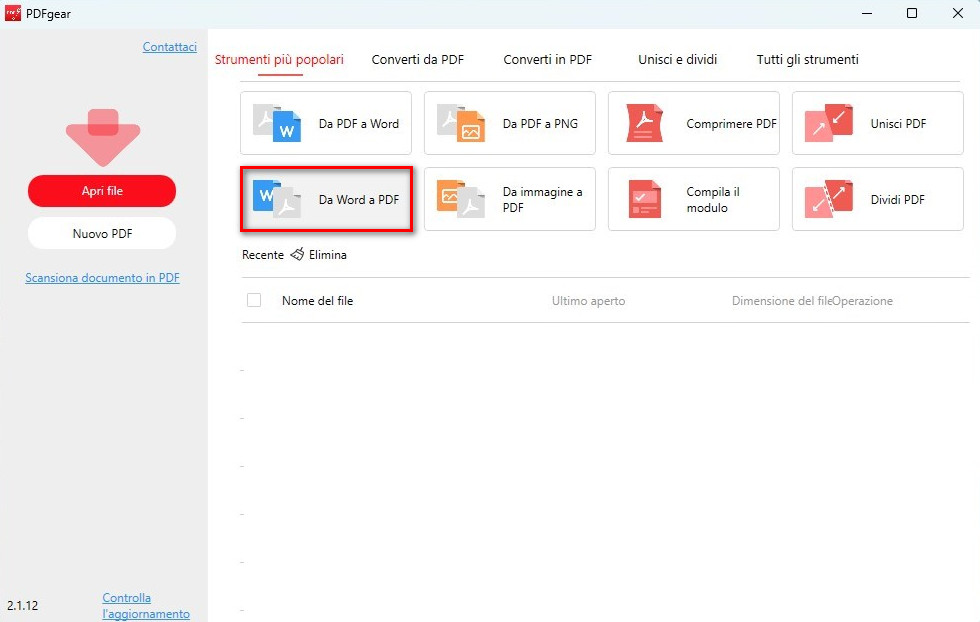 Seleziona Word in PDF