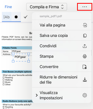 Salva e condividi il modulo PDF