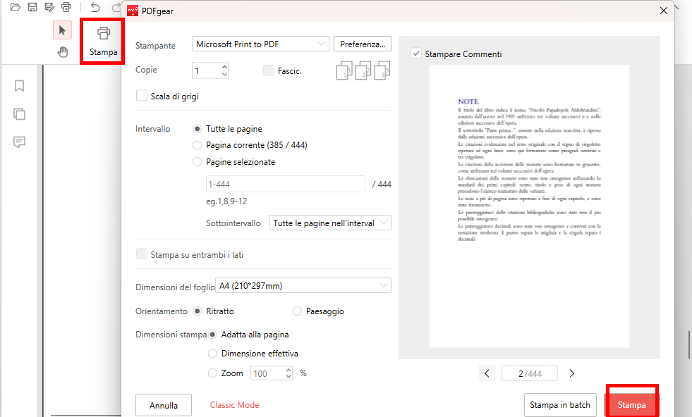 Stampa il tuo documento con PDFgear