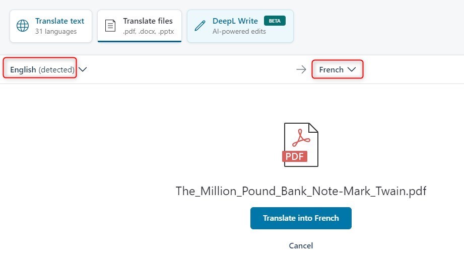 Traduci un File PDF con DeepL AI