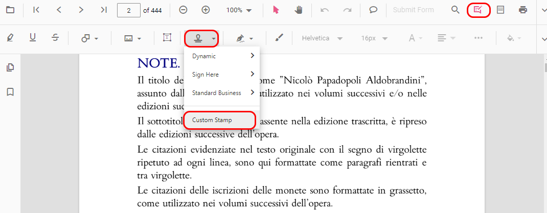 Trova il pulsante Timbro Personalizzato