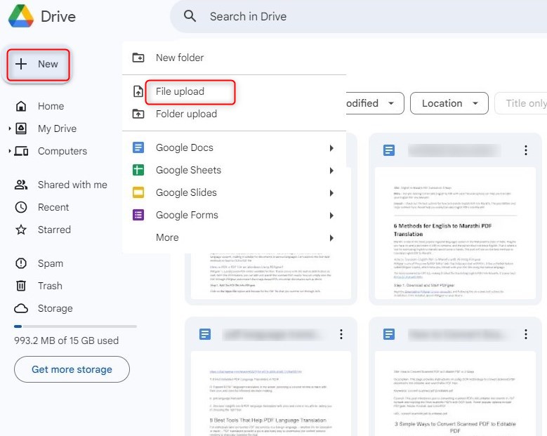 Carica un File su Google Drive
