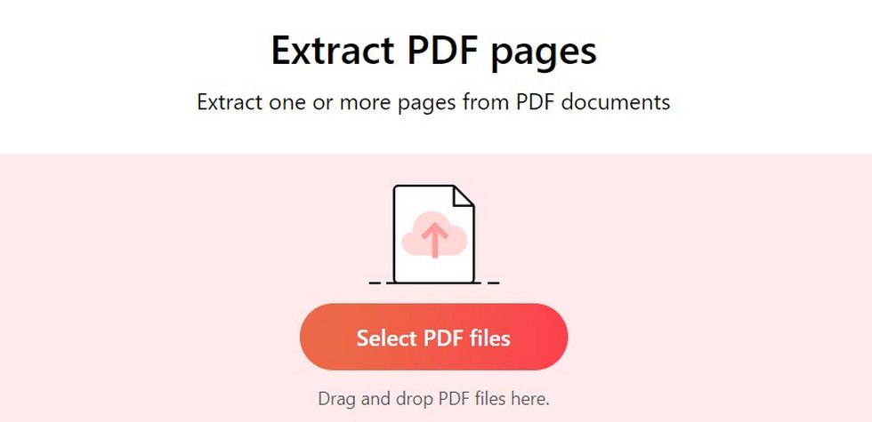 Carica un PDF per l'estrazione di pagine online
