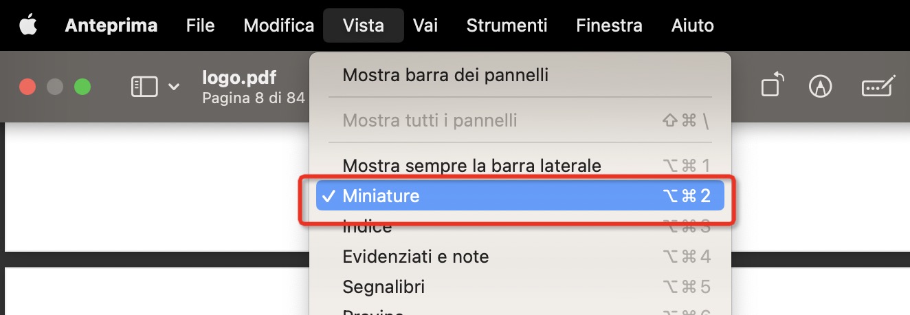 Visualizza Miniature in Vista
