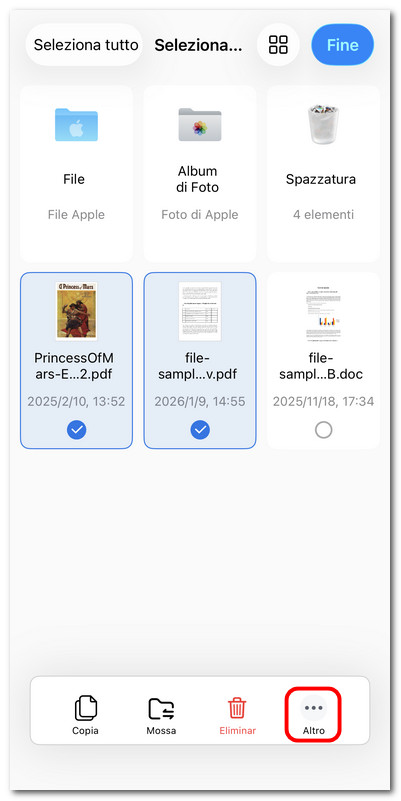 Accedere ad altre opzioni in PDFgear per iOS