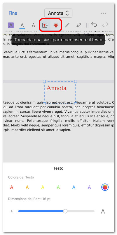 Aggiungere testo al PDF su iOS