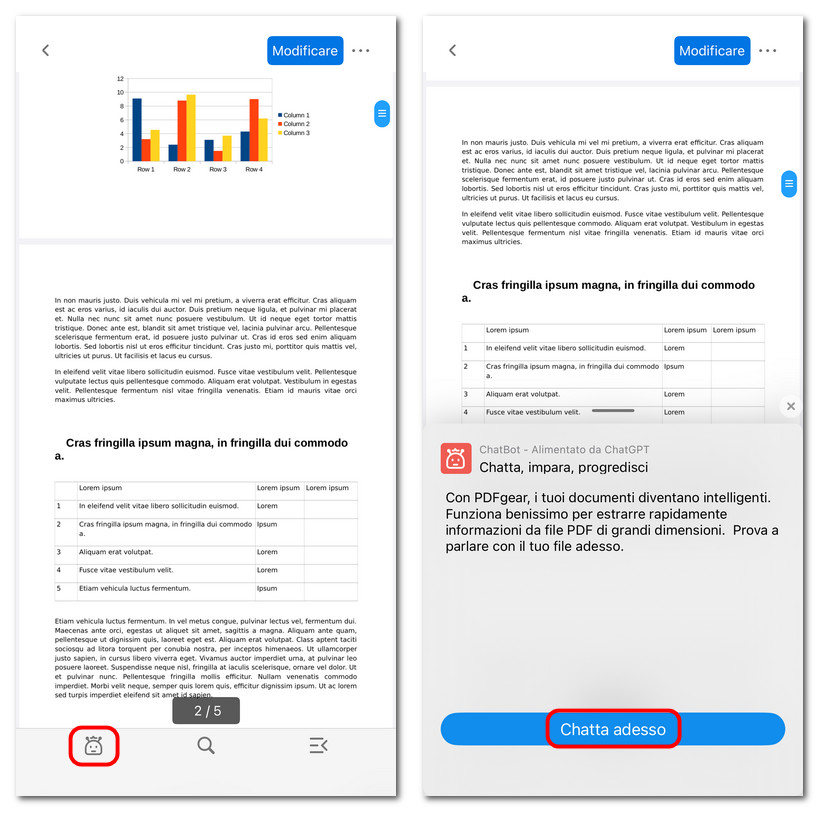 Aprire il Copilot in PDFgear per iOS