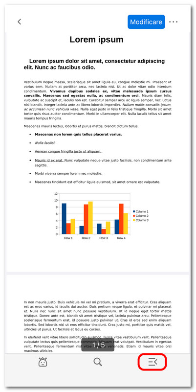 Aprire il pannello dei segnalibri e annotazioni
