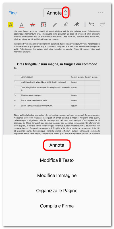 Apri lo strumento di annotazione PDF