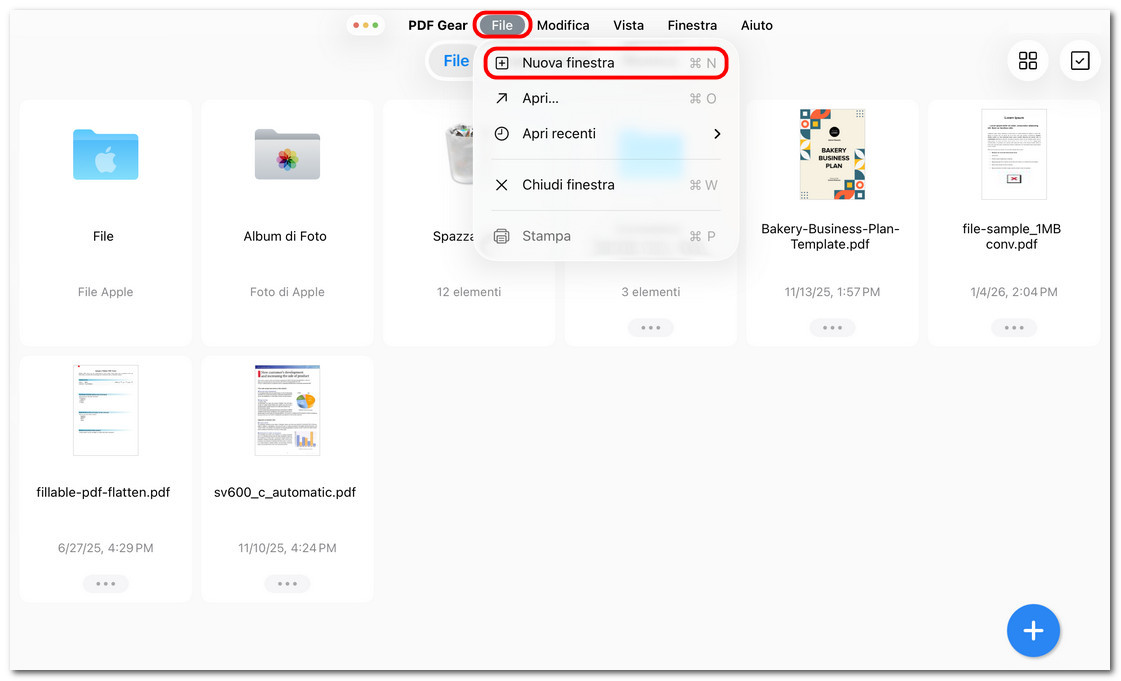 Aprire una nuova finestra in PDFgear su iPad