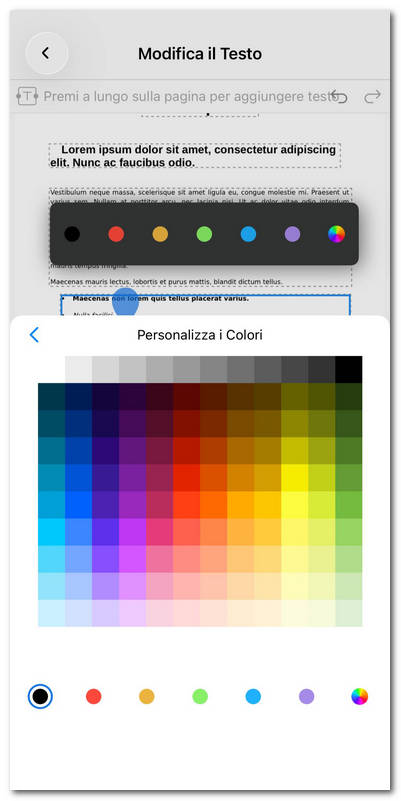 Cambiare il colore del testo nel PDF su iOS
