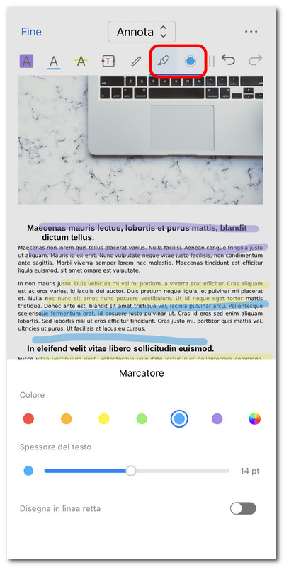 Disegnare sul PDF con il marker