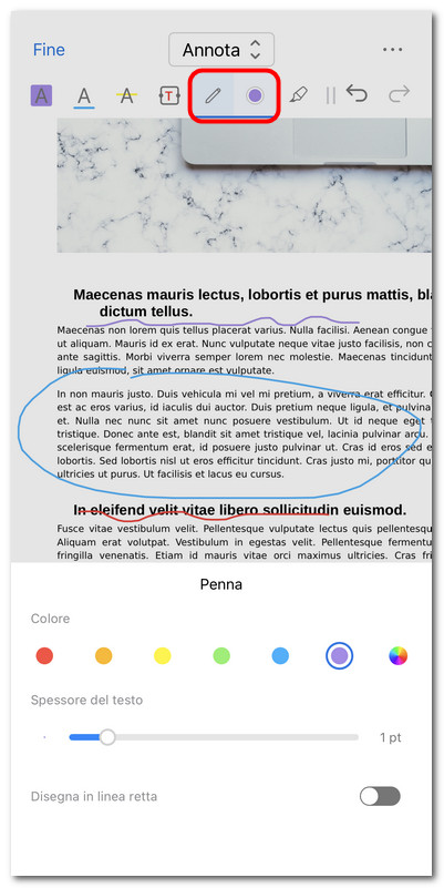 Disegnare sul PDF con la penna