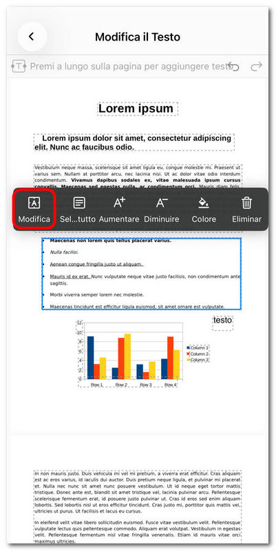 Modificare il testo esistente nel PDF su iOS