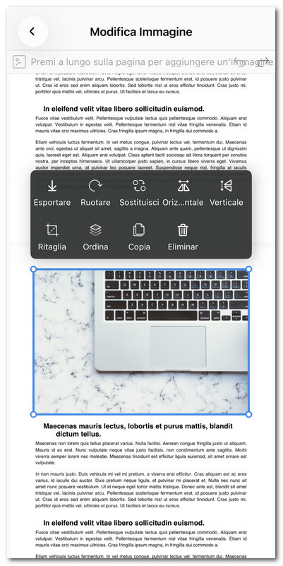 Modificare un’immagine esistente nel PDF su iOS