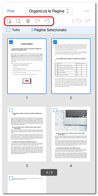 Organizzare le pagine PDF su iOS