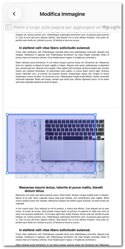 Riposizionare l’immagine nel PDF su iOS