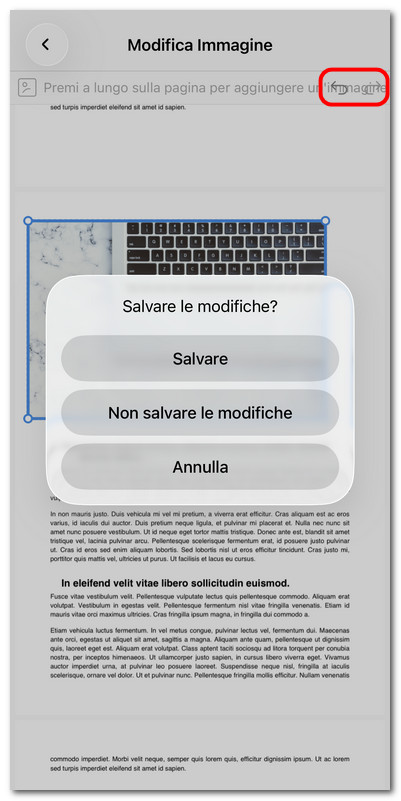Salvare l’immagine modificata