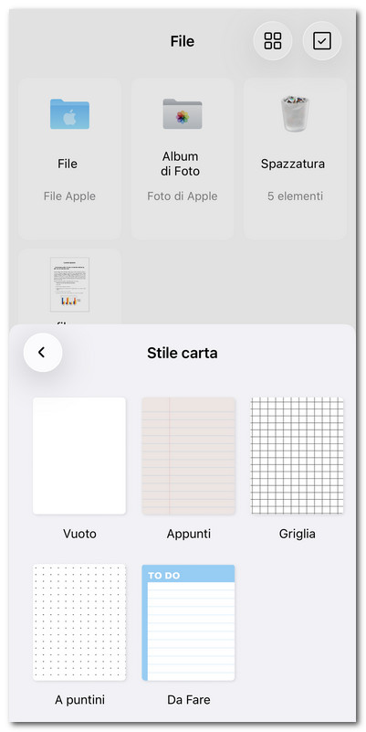 Scegliere lo stile della carta