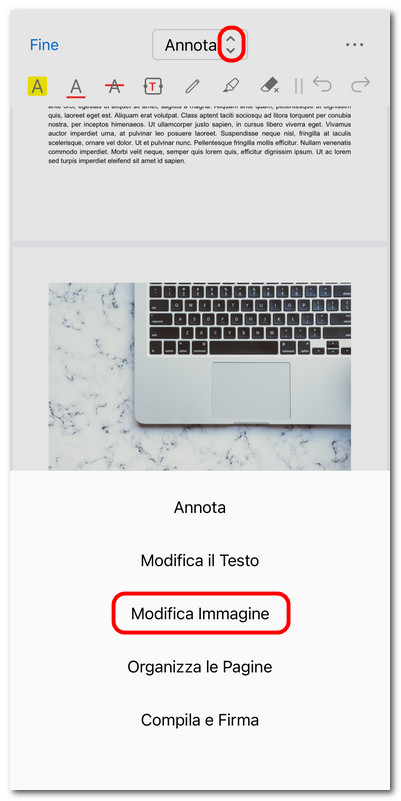 Selezionare la modalità Modifica immagine