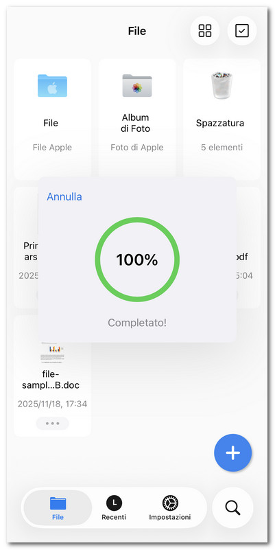 Verificare l’avanzamento dell’unione dei file