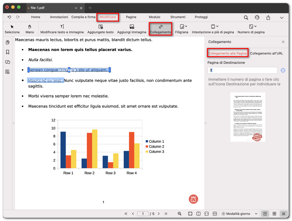 Aggiungere un link a una pagina