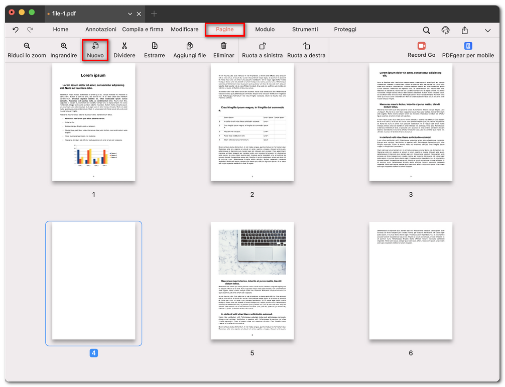 Aggiungere una nuova pagina vuota nel PDF