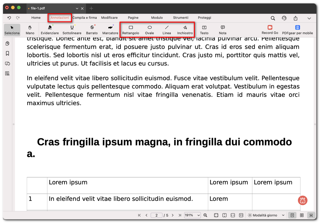 Aprire gli strumenti di disegno