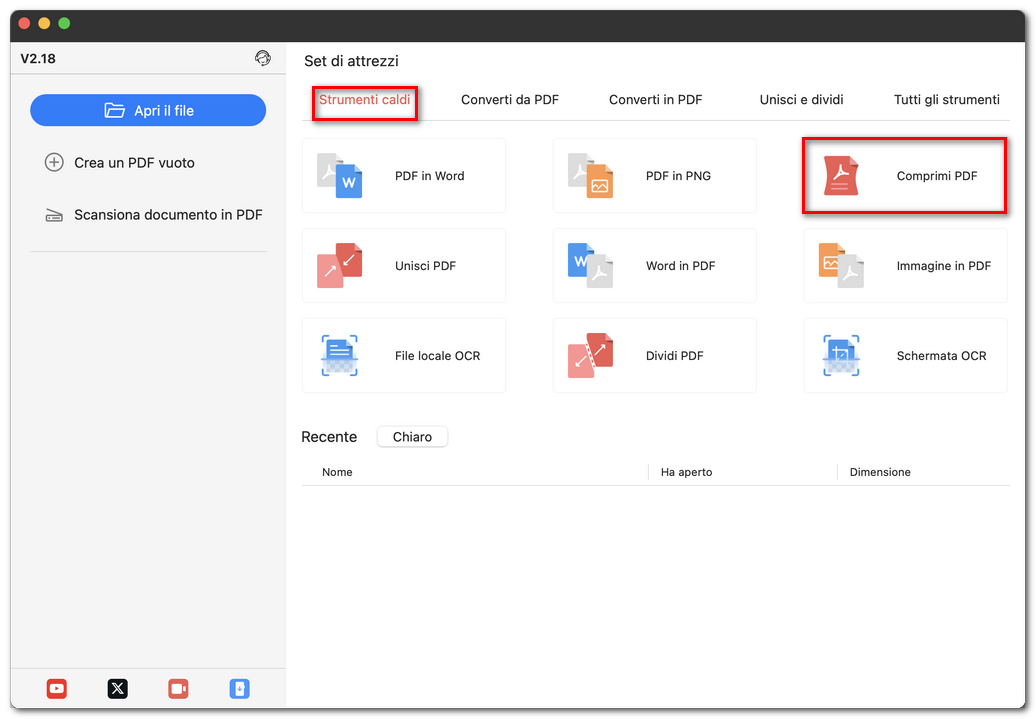 Aprire il compressore PDF