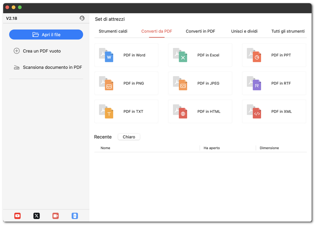 Aprire la finestra di conversione