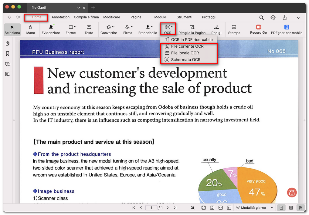 Aprire lo strumento OCR per il testo