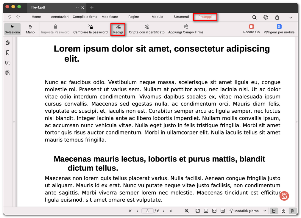 Aprire lo strumento per oscurare il PDF