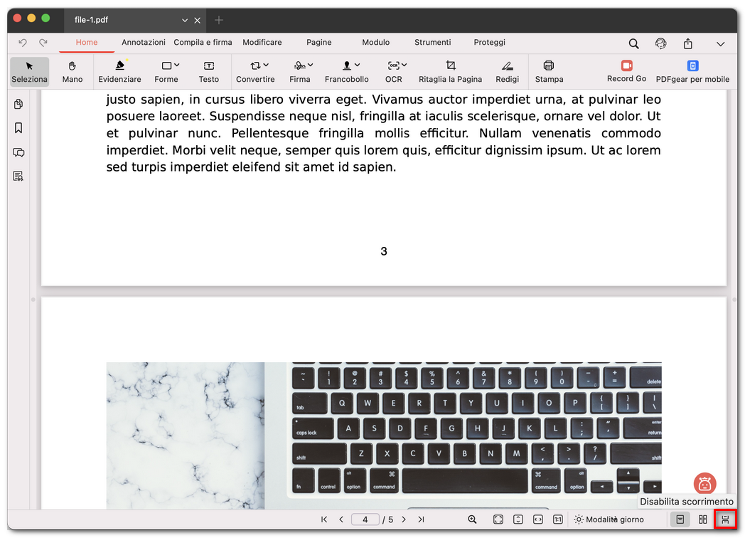 Attivare e disattivare lo scorrimento