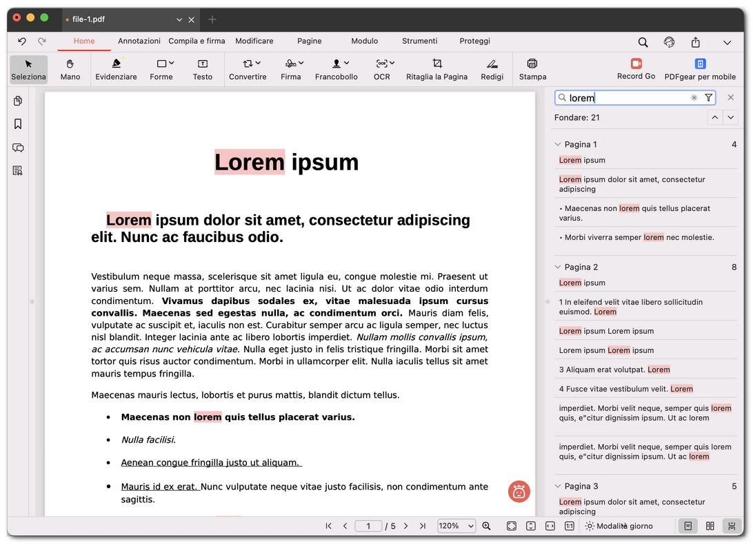 Cercare testo in un PDF normale