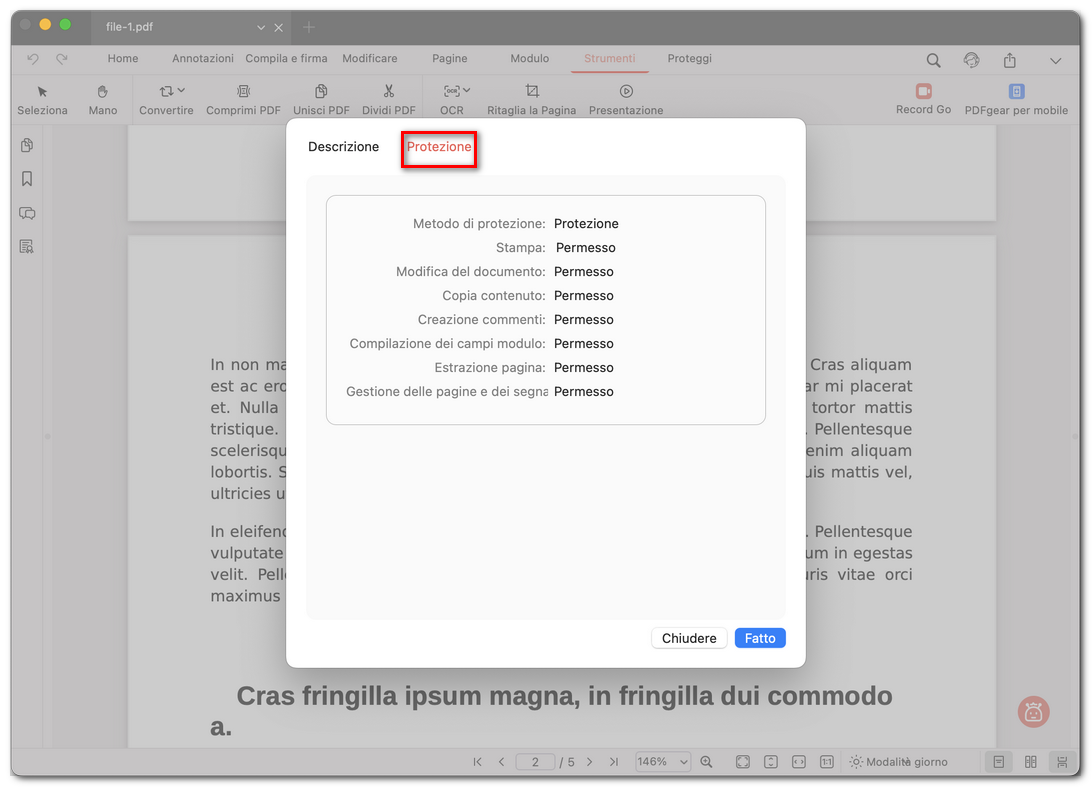 Controllare la sicurezza del PDF