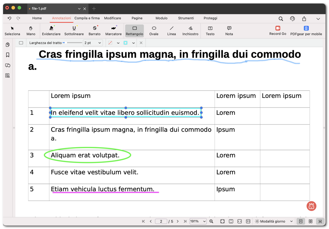 Disegnare su un PDF in PDFgear