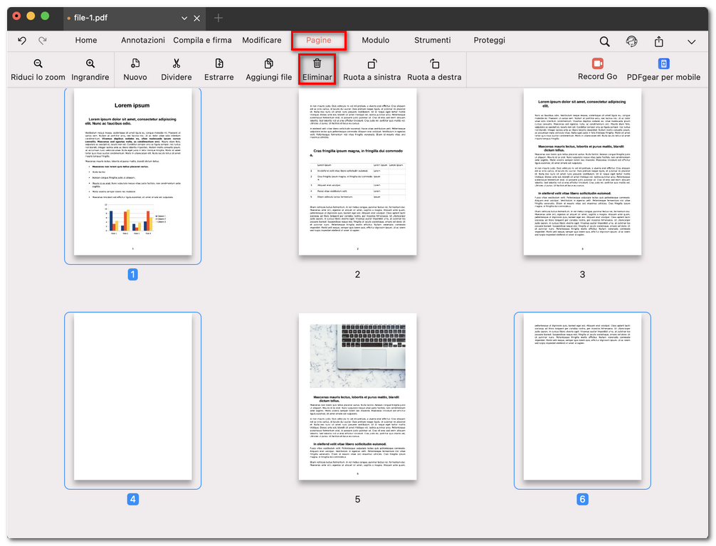 Eliminare le pagine dal PDF