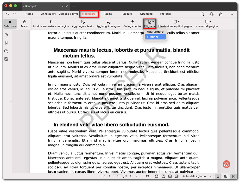 Eliminare tutte le filigrane