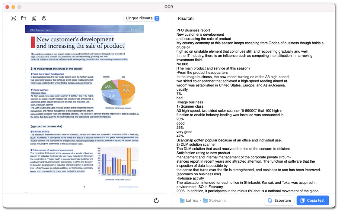 Estrarre testo da un’immagine scansionata