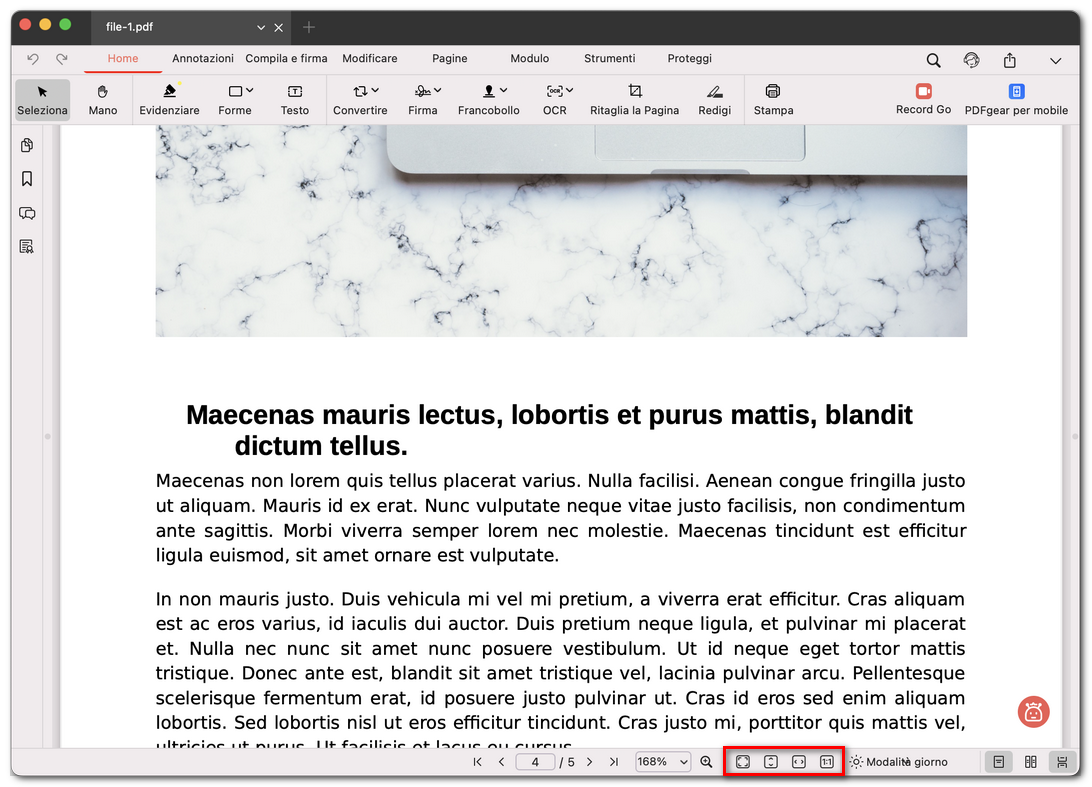 Icona della modalità di visualizzazione