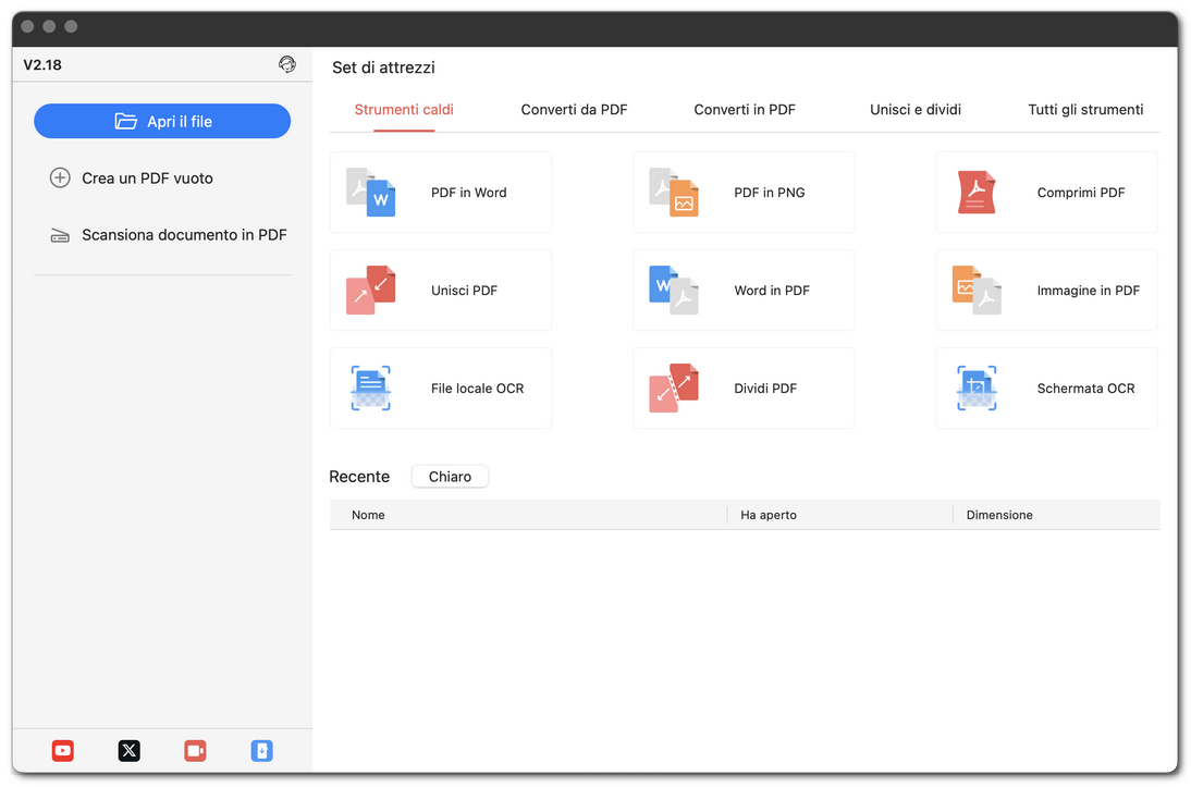 Interfaccia di PDFgear per Mac