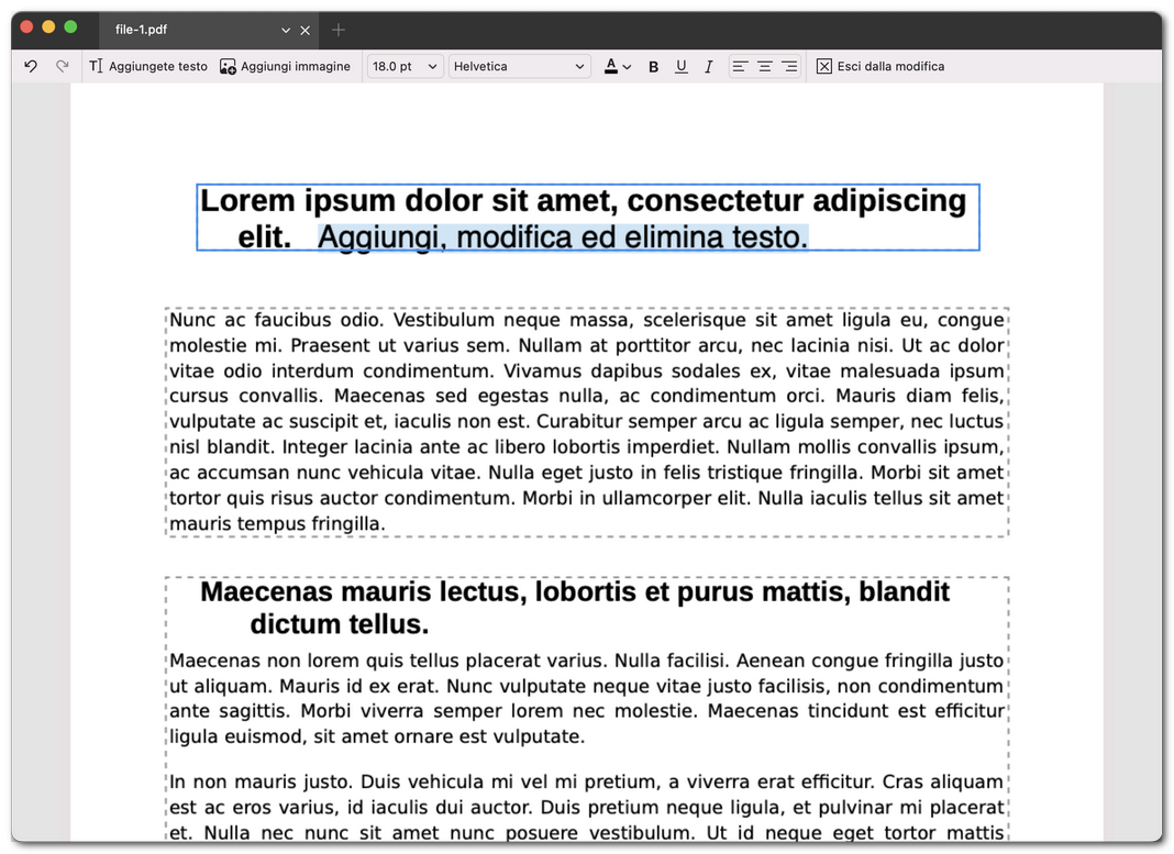 Modificare il testo nel PDF