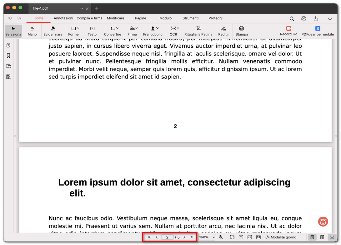 Navigare tra le pagine di un PDF