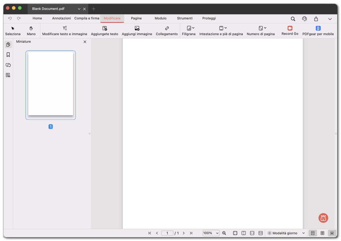 Progettare il PDF vuoto