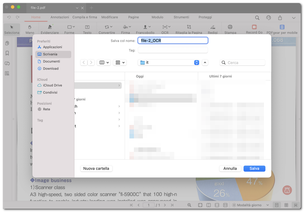 Salvare il file PDF ricercabile