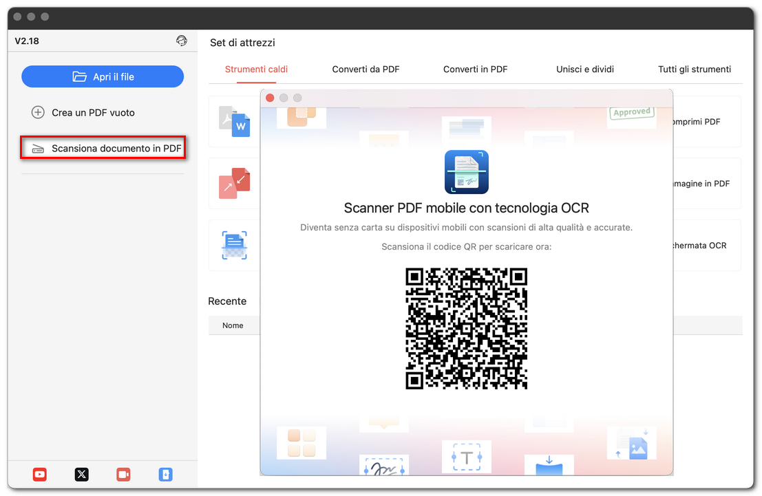 Scansionare un documento in PDF