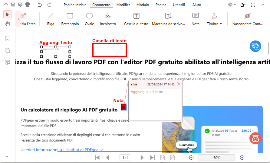 Aggiungere Commenti a un PDF