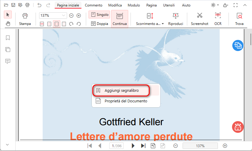 Aggiungere Direttamente un Segnalibro