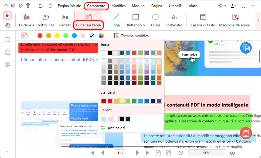 Evidenziare l'Area nel PDF