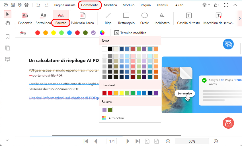 Testo Barrato nel PDF